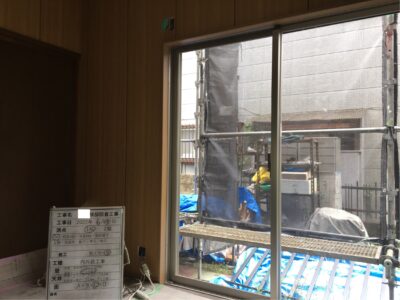 防音工事　防音サッシ取付　掃出し窓